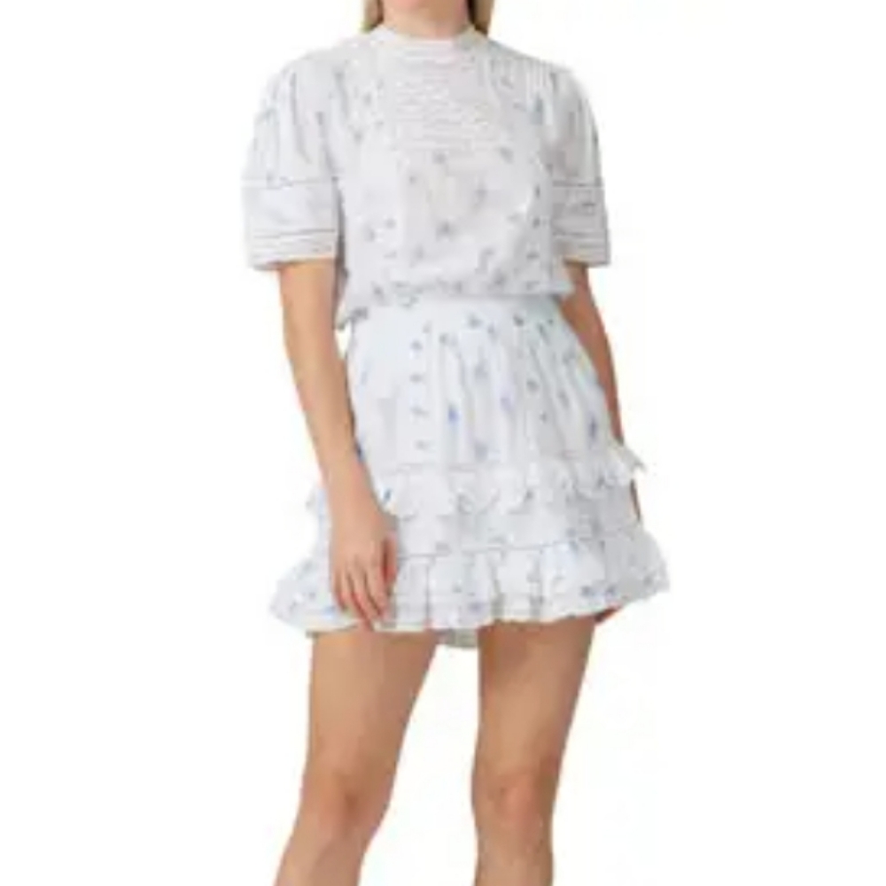 LOVE SHACK FANCY White Blue Leighton Dress